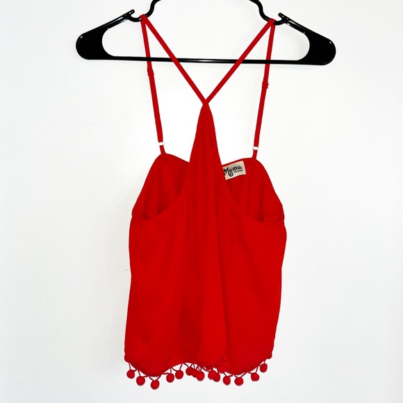 Show Me Your MuMu Red Pompom Halter Tank Top Size Medium - Picture 4 of 5